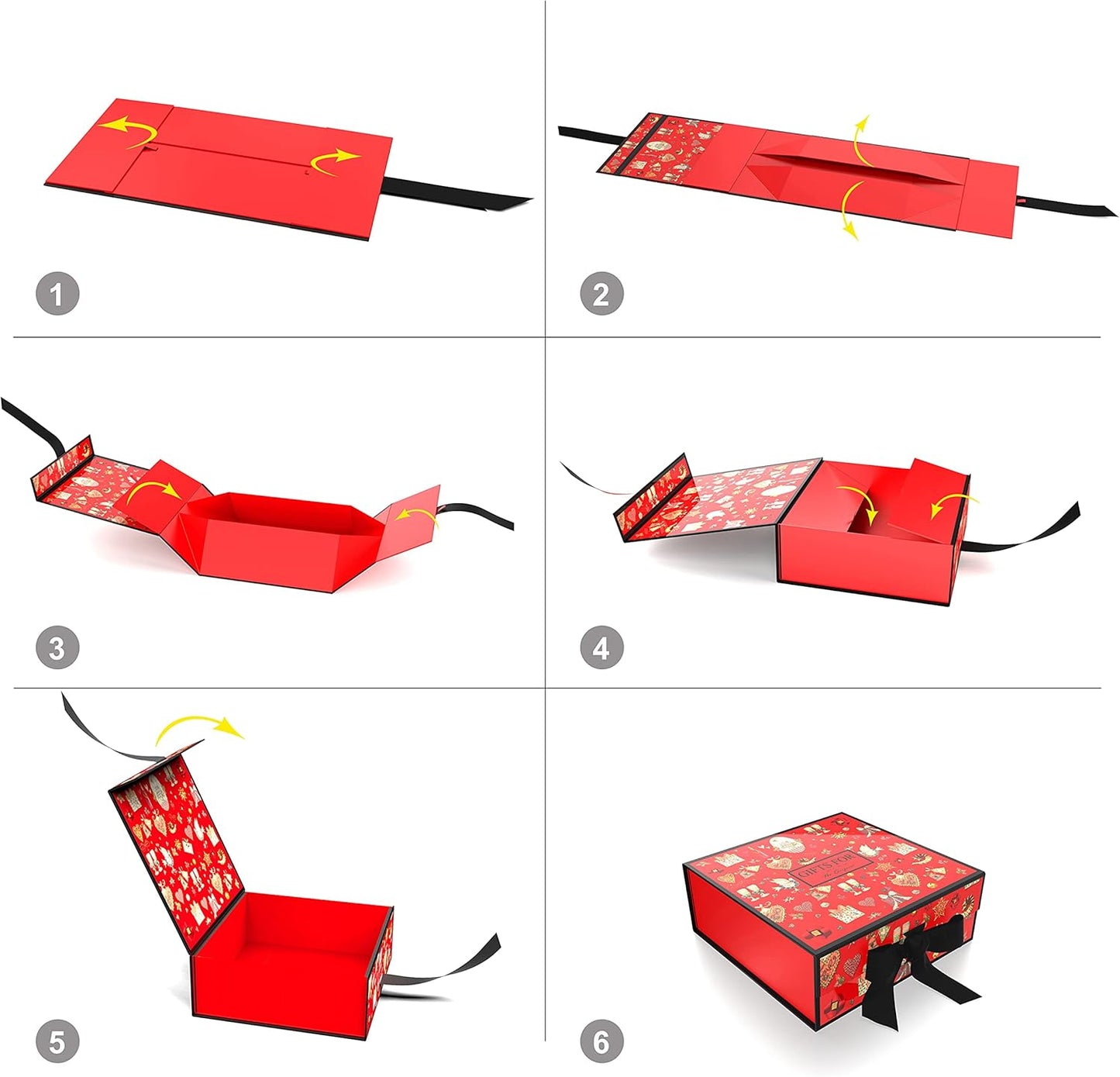 Christmas Gift Box 9.05×8.85×3.54 Inches, Bridesmaid Proposal Box with Ribbon, Magnetic Hard Cardboard Gift Box, Red Gift Box for Party, Birthday.