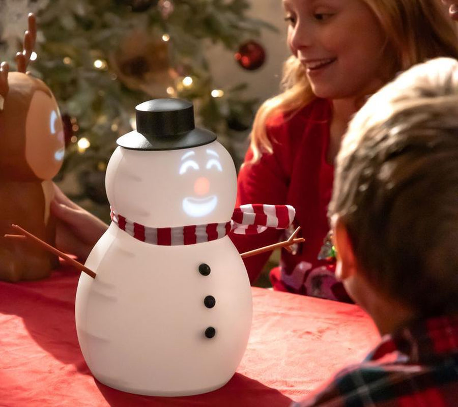 Animated Talking Snowman, Talking Animated Blink Snowman with Built in Projector and Speaker, Plug'N Play Interactive Singing & Dancing Christmas Decoration Gift, USB or Battery Powered (1 PC)