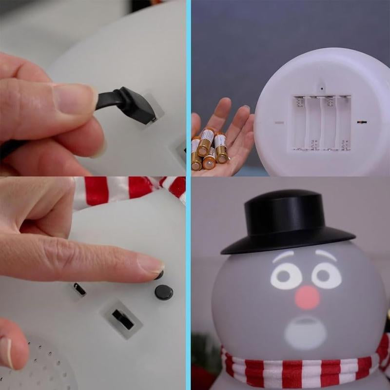 Animated Talking Snowman, Talking Animated Blink Snowman with Built in Projector and Speaker, Plug'N Play Interactive Singing & Dancing Christmas Decoration Gift, USB or Battery Powered (1 PC)