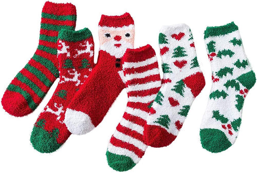 Womens Christmas Fuzzy Socks Winter Warm Cozy Socks Soft Fluffy Athletic Socks for Women